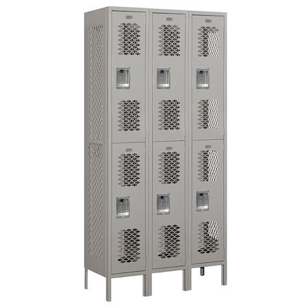 Salsbury Industries Wardrobe Locker, 36" W, 15" D, 78" H, (3) Wide, (6) Openings, Gray 72365GY-U